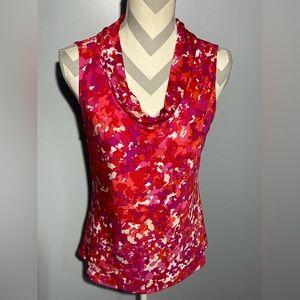 Source Unknown Red and Pink Cowl Neck Tank Top